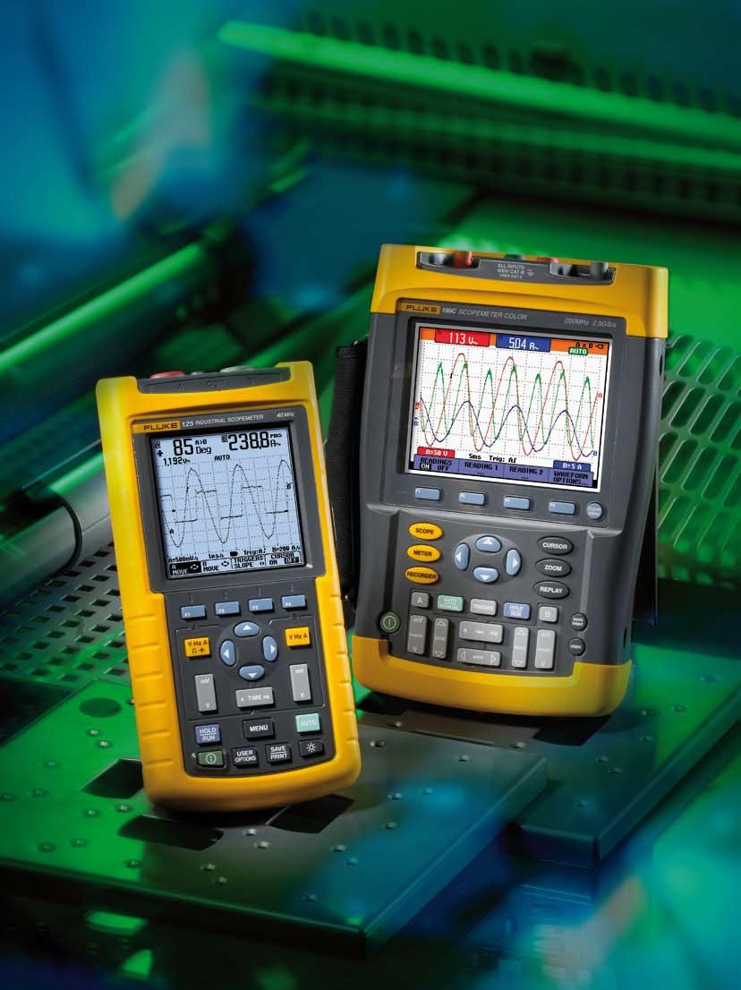 Oscilloscopes for field applications ScopeMeter 120 and 190C Series Choice of bandwidth: 20 to 200 MHz models Up