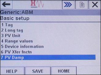 Device Setup Basic Setup Damping 2-10 Process variable measurement is averaged using a damping factor known as PV Damp. Radar units are shipped with a PV Damp default value of 5.