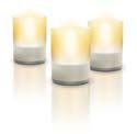 TeaLights is a set of six LED TeaLights with a delightful flickering effect that simulates the flame of a real tea candle They are supplied in six stylish frosted glass cups that can be placed