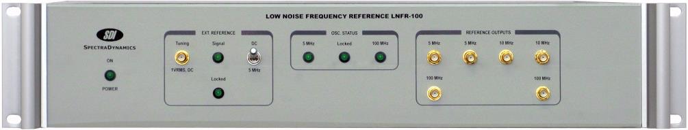 LOW NOISE FREQUENCY REFERENCE, LNFR100 DESCRIPTION The LNFR100 is an ultralow noise frequency reference. The LNFR100 contains 5 MHz and 100 MHz ultralow noise ovenized oscillators.
