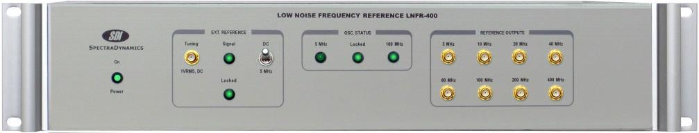 LOW NOISE FREQUENCY REFERENCE, LNFR400 DESCRIPTION The LNFR400 is an ultralow noise frequency reference. The device can be used as a low noise source in phase noise measurement systems.