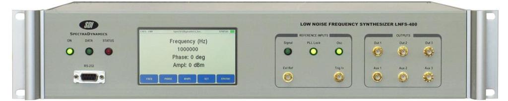 LOW NOISE FREQUENCY SYNTHESIZER, LNFS400 DESCRIPTION The LNFS400 is a versatile low noise synthesizer with an output frequency range of 1 to 400 MHz.