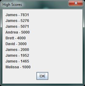 This class should handle the importing of high scores from the highscores.txt file. There should be a maximum of ten high scores. The highscores.