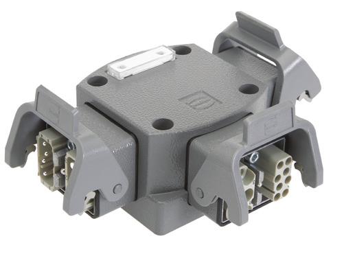 Han-Power T Modular Twin 400 V 40 A with 3x Han-Modular Twin Identification Part Number Drawing