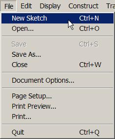 open a file, save a sketch, document options, and print