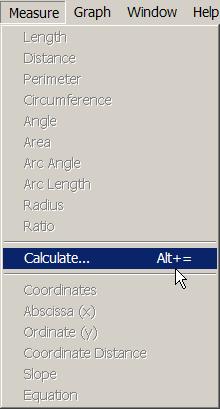 The Measure menu contains commands for measuring geometric