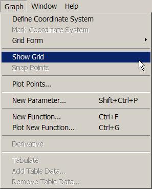 The Graph menu contains commands for setting the type of grid,