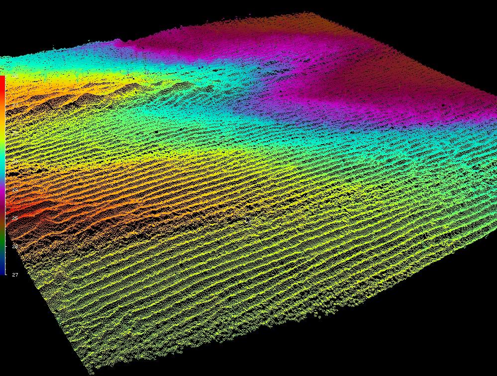 The map resolution is determined by the 2D beamwidth and the range resolution. Multibeam echosounders are commonly used in mapping of the seafloor.