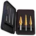 Drill & Misc. Sets - Cont. CR LIGNMENT REMERS STEP DRILL SETS 2 Flute Fractional Multi-Step Sizes 5 Pc. Set 3/8", 1/2", 9/16", 5/8" and 3/4" in handy roll CR54565 Drill & Misc.