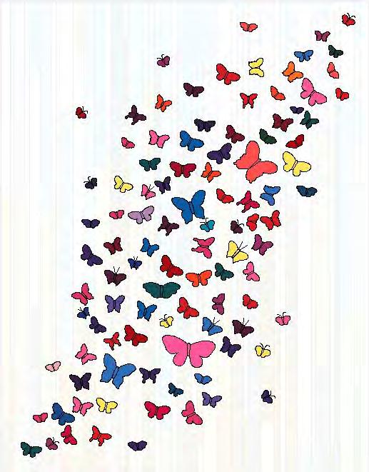 KEY to Color Layout Chart 1 = butterfly style (see chart on the next page) A = template 65= fabric color number 5B-28 3C-66 7D-28 1C-25 7B-05 7B-65 5B-92 1B-74 3C-66 5B-27 5C-08 3C-80 1A-92 1D-78