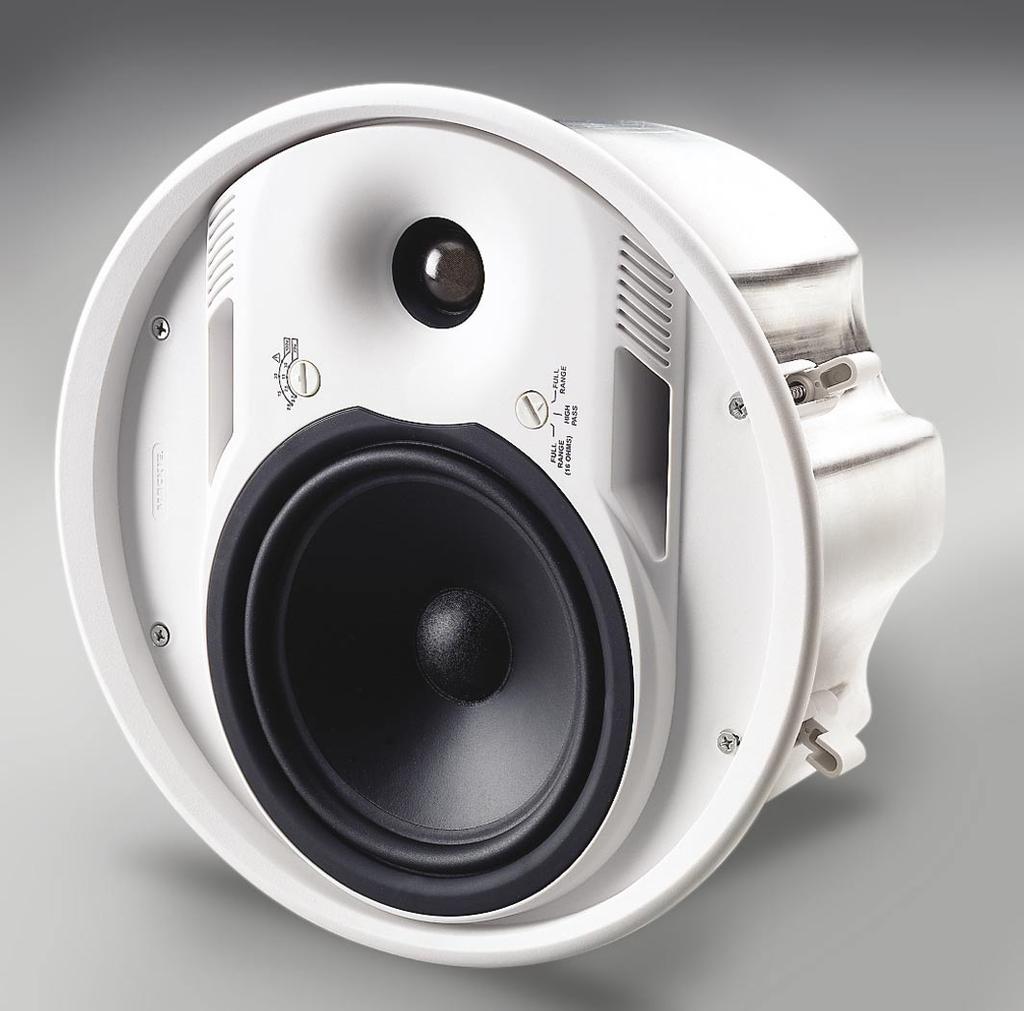 The is a complete two-way bass-reflex flush-mount loudspeaker assembly designed for fixed installations into typical ceiling plenum spaces.