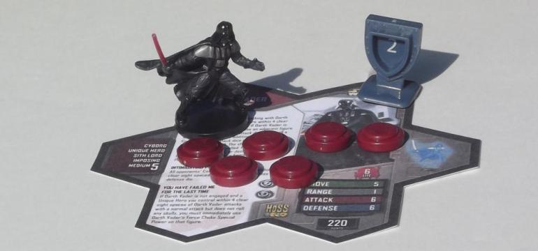 EXAMPLE 5: An Attack Han Solo attacks Darth Vader. You roll combat dice. Life: When a figure has as many Wound Markers as the Life number on its Army Card, it is destroyed.