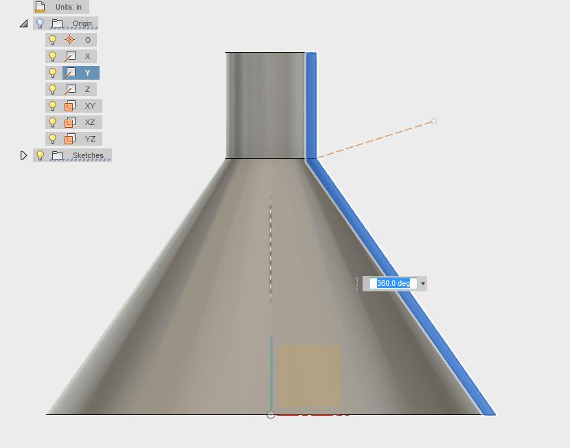 This is the axis that the profile will spin around to create the 3D object.