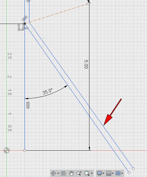 14. Use the Line tool to draw a line roughly parallel to the first angled line as illustrated below.