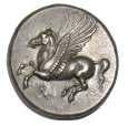 An unusual feature of this coin is the double wings of the Pegasus on the obverse.
