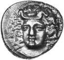 Larissa, c. 322-320 BC The facing nymph on the obverse of this striking coin is inspired by the great Syracusian die-maker Kimon at the end of the 5 th Century BC.