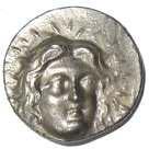 The three towns that came together to form Rhodes claimed to be descendents of Helios, the Sun-god. Thus, it is no surprise that Helios would be chosen as the obverse type for the new Rhodian coins.