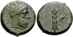 The liberator Timoleon landed in Sicily in 344 and initiated a new coinage, modeled on the Corinthian silver stater with the Pegasus (a didrachm), to replace the tetradrachms.
