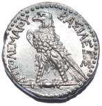Around 300 BC he began placing his own head on the obverse, with an eagle standing on a thunderbolt on the reverse.