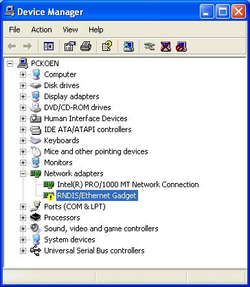 TELETASK Handbook PROSOFT > Communication Under the item "Network Adapter", or "Other devices", there should be an Item RNDIS/Ethernet Gadget or TELETASK Central unit (RNDIS).