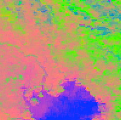 Color composite of NDXI as RGB Tokyo metropolitan area Rice paddy just after planting