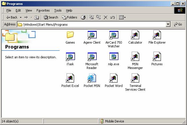 6.EXE file (from the location of step a) to the My Pocket PC/Windows/Start Menu/Programs folder.