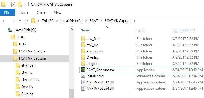 INSTALLATION FCAT VR Directory Structure Because the capture and analyzer software are both delivered in.