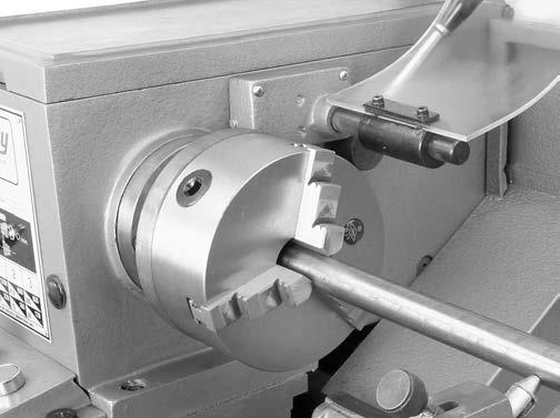 Using the 3-Jaw Chuck The 3-jaw scroll-type chuck included with this lathe features hardened steel jaws that center the workpiece.