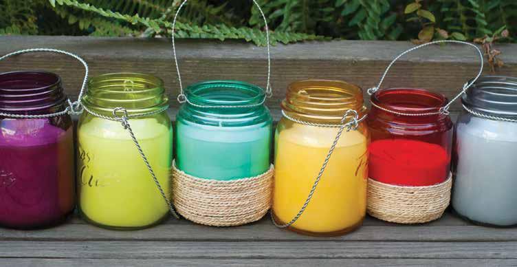 Glass product examples shown on this page: [A] Hanging jars