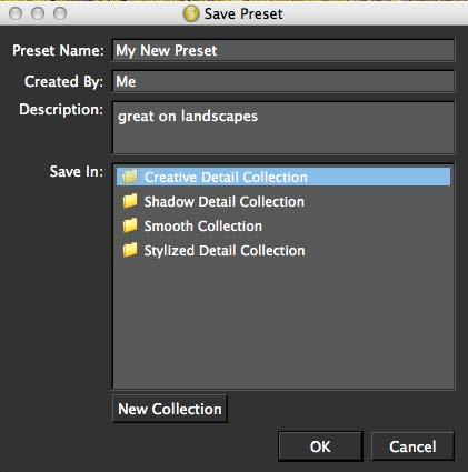 Or you can click the New Collection button to create your own Collection. Deleting Presets If you d like to delete a preset select the preset name and then click on Delete.