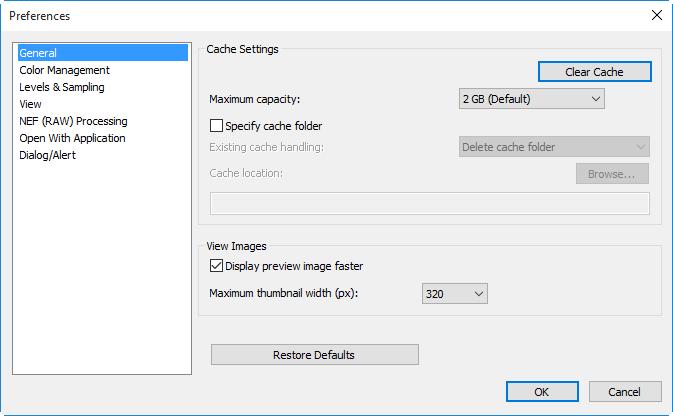 Preferences To modify the default behavior of Capture NX D, select Preferences in the Edit menu (or on Mac computers, the Capture NX D menu).