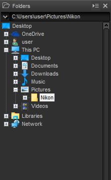 Palettes Capture NX-D offers the following palettes. The Folder Palette The folder palette lists the folders in the computer s storage system.