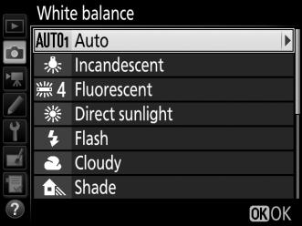 Fine-Tuning White Balance At settings other than K (Choose color temp.
