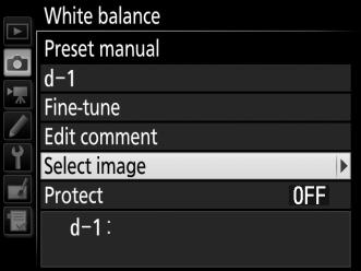 Select White balance in either of the shooting menus, then highlight Preset manual and press 2.