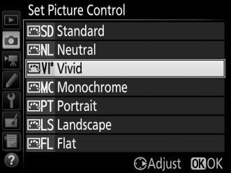 Modifying Picture Controls Existing preset or custom Picture Controls (0 135) can be modified to suit the scene or the user s creative intent.