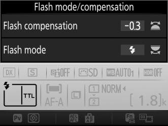 Flash Compensation Flash compensation is used to alter flash output by from 3EV to +1EV in increments of 1 /3 EV, changing the brightness of the main subject relative to the background.