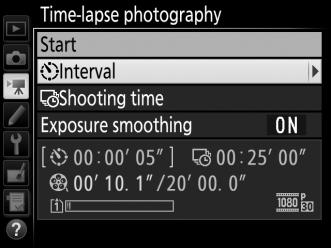 2 Adjust time-lapse photography settings.