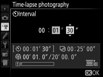 To choose the interval between frames: Highlight Interval and press 2.