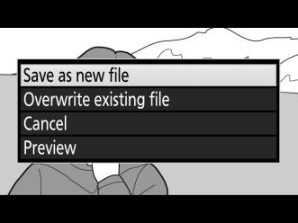 Highlight Save as new file and press J to save the copy to a new file. To replace the original movie file with the edited copy, highlight Overwrite existing file and press J.