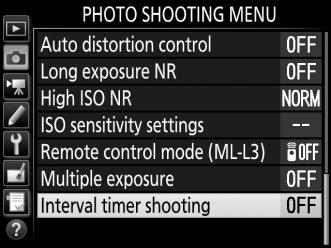 Interval Timer Photography The camera is equipped to take photographs automatically at preset intervals.