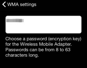 Select WMA settings to return to the WMA settings menu.