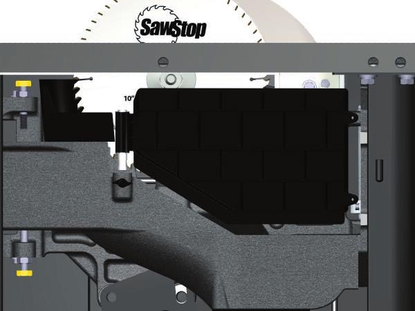 10 dust shroud door Using the 8 mm hex L-wrench included with the saw, turn the spacing adjustment bolt clockwise to decrease the spacing and counter-clockwise to increase the spacing.