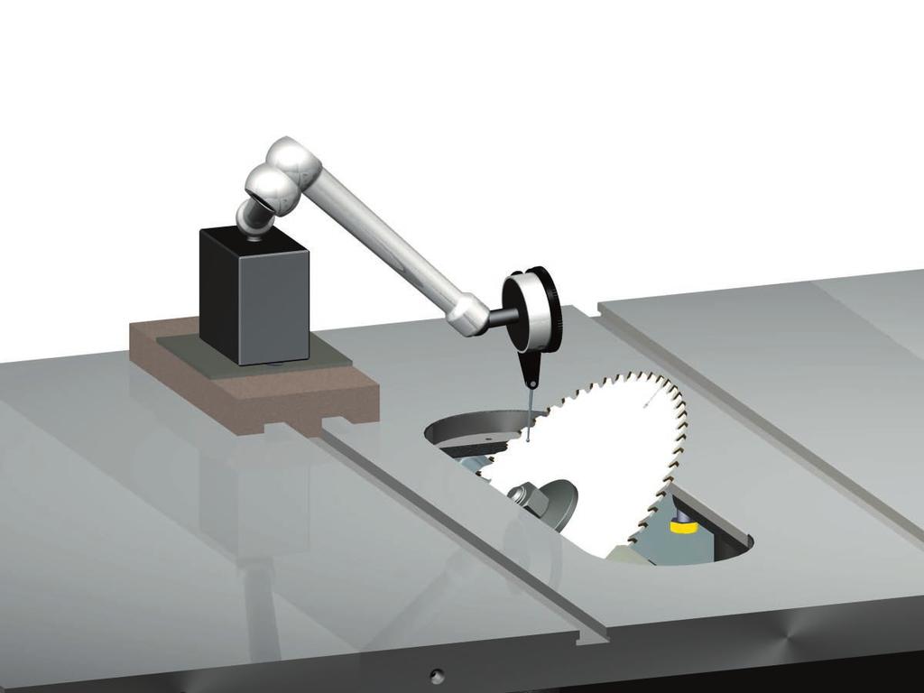 Making Adjustments to Your Saw To align the blade to the tilt axis, you will need a dial test indicator with a resolution and accuracy of at least 0.