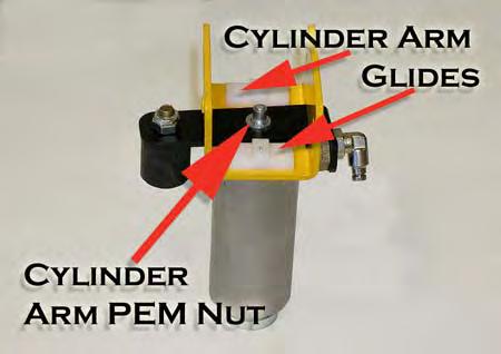 3. Loosen the tension screw on the side of the cylinder bracket Bracket Slide Screws 4.