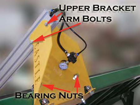 How To 8.22 Adjusting the Arm Bearings The arm rides on two sets of bearings, one at the bottom bracket and one at the upper bracket.