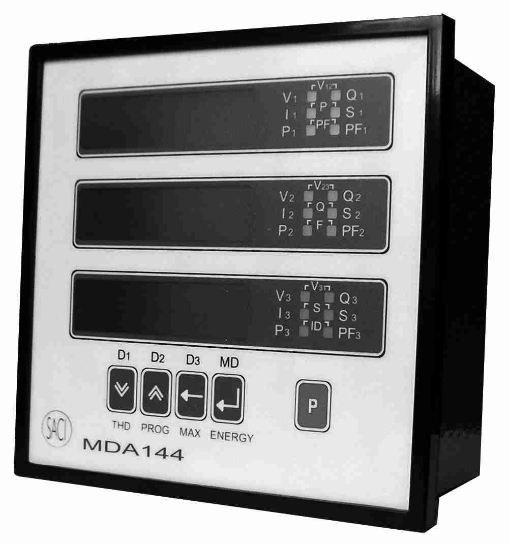 NETWORK ANALYZER - MDA 144 Instrument with microprocessor, programmable, with three LED display indicating measurements and built-in keypad.