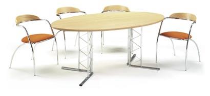 Oval Conference Table Beech, Black with Chrome legs h735 x w1000 x