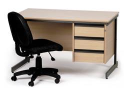 s/h440-550 SOR50b Small Slab End Desk Black, Beech, White with Pedestal h730