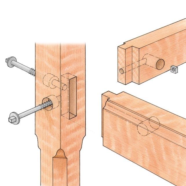 A hollow-chisel mortiser makes the job go smoothly, though the mortises could be cut with a router or with chisels.