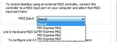 Note that you ll see the four FBV MIDI Out ports named differently, depending on your computer s operating system: Mac OS X Windows Vista Windows XP As shown above, there are four FBV MIDI Ports to